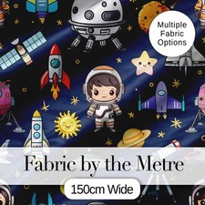Listing image for Space Astronaut Rockets UFO Telescope S Fabric Material Craft Sewing Textile UK