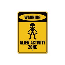 Listing image for Alien Activity Zone, Alien Enthusiast Sign Idea, Bedroom Metal Sign