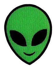 Listing image for GREEN SPACE ALIEN HEAD PATCH iron-on embroidered EXTRATERRESTRIAL AREA 51 UFO