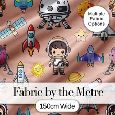 Listing image for Space Astronaut Rockets UFO Telescope S Fabric Material Craft Sewing Textile UK