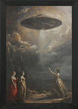 Listing image for Funny UAP UFO Art Framed Wall Art Poster Canvas Print Picture