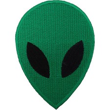 Listing image for Green Alien Embroidered Iron On Patch Sew On Badge UFO Space Martian Head NASA