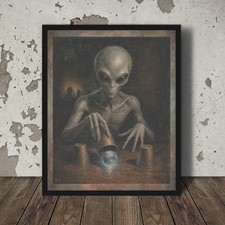 Listing image for Vintage ALIEN DISCLOSURE Wall Art, Cryptid Earth Poster, UFO Horror Sci-fi Decor