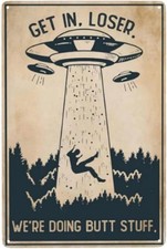 Listing image for Ufo Metal Sign Aluminum 8x12 Funny Home Décor Wall Art Plaque Sign