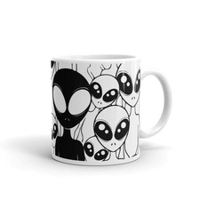 Listing image for Minimalist Alien Mug Fun UFO Coffee Cup Cosmic Outer Space Lover Gift 11oz 15oz